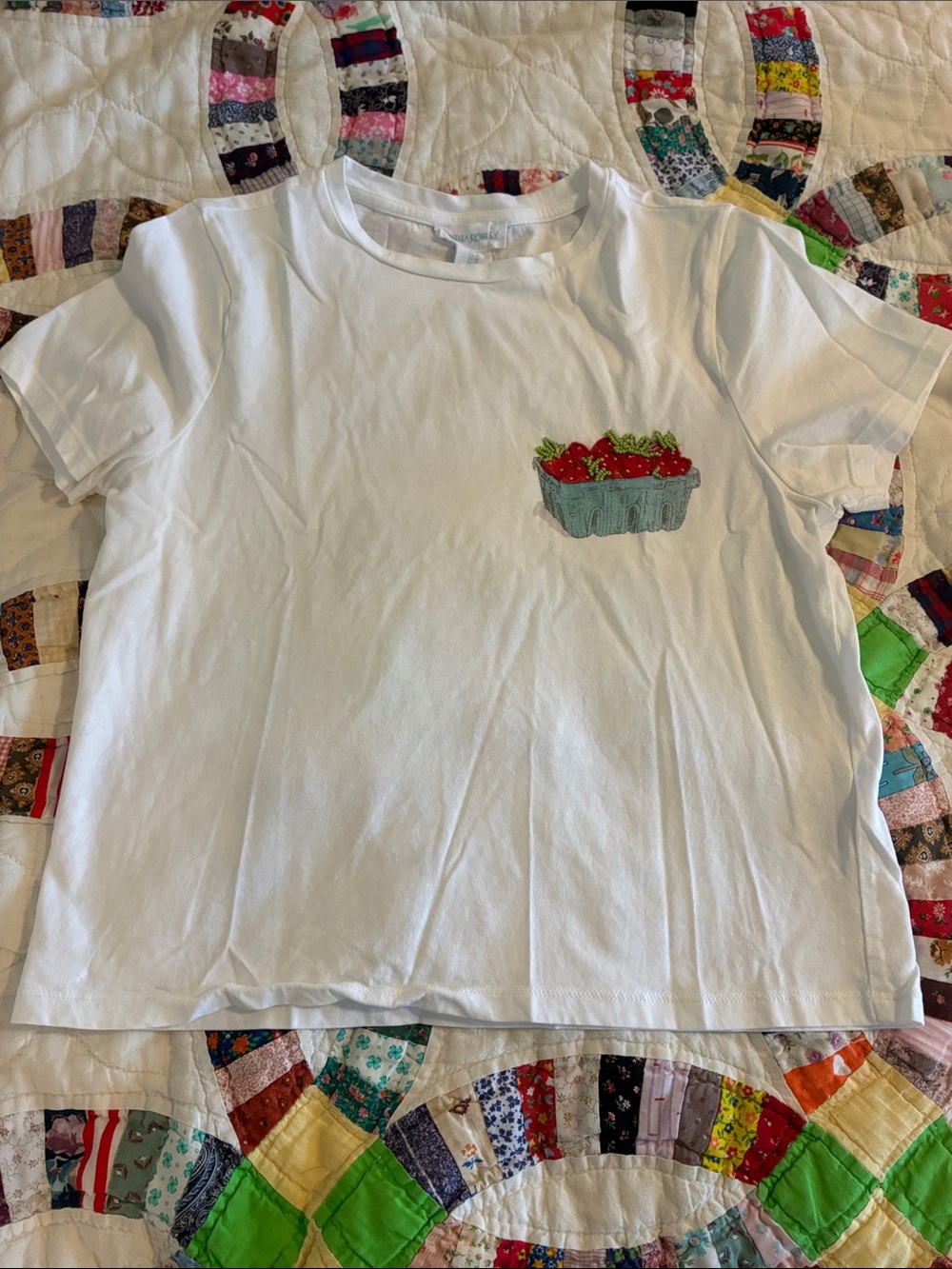 Cynthia Rowley Graphic beaded t shirt XS summer girlhoodcore cotton